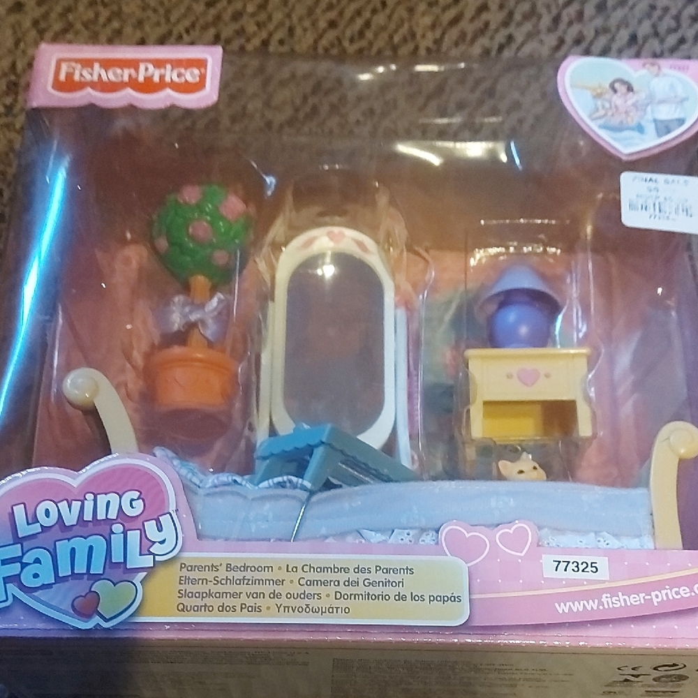Fisher-Price Loving Family Parents' Bedroom Set with Pink and Blue